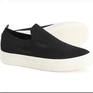 Steve Madden Daray Knit Black White Slip On Sneaker Shoe Stretchy Size 6.5
